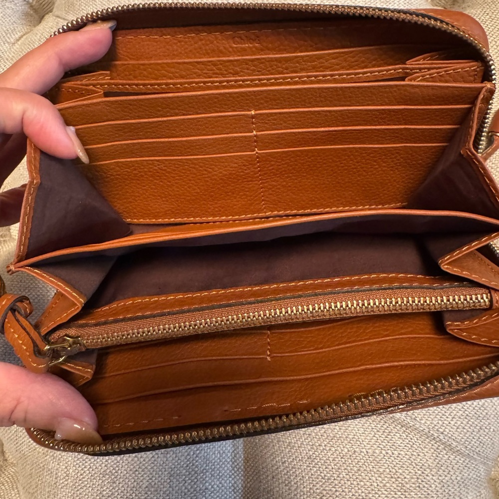 Chloe Marcie Zip Wallet with Gold Accents - Picture 5 of 8